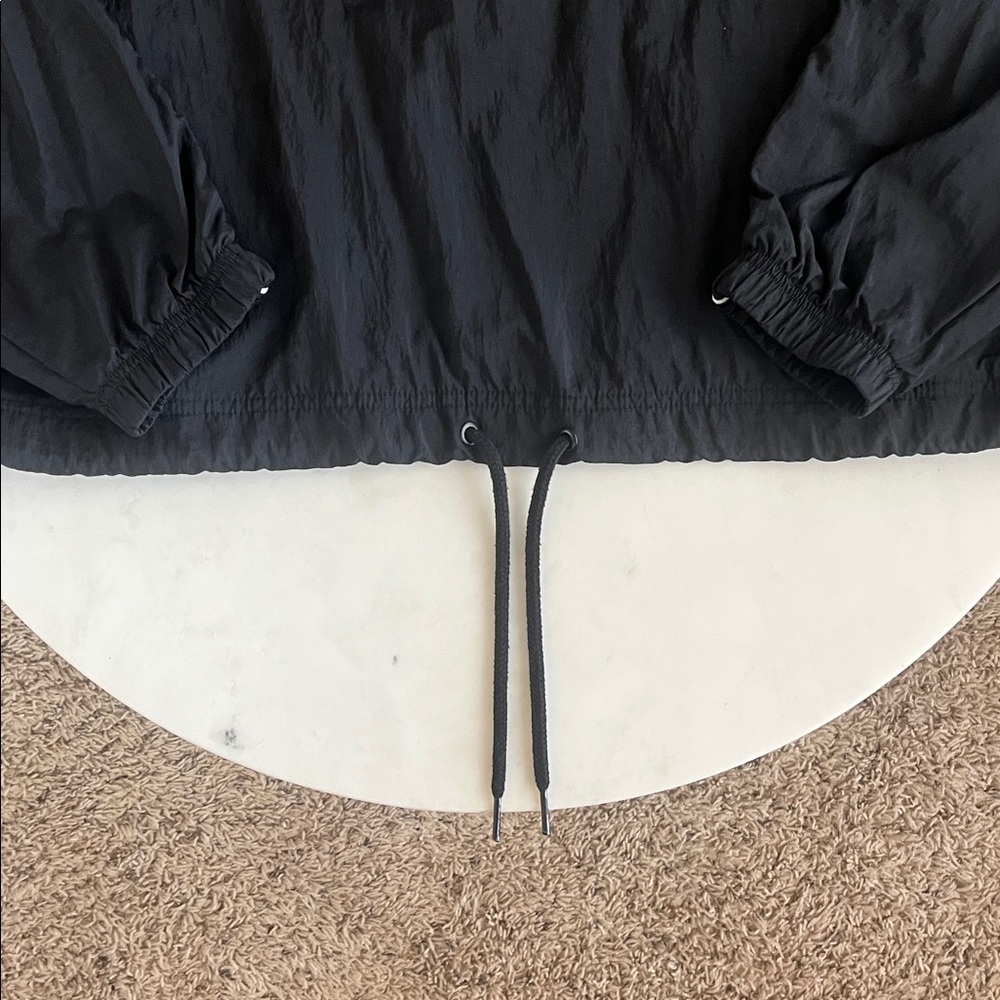 Nike Half-Zip Pullover Jacket Medium Black White Gray Windbreaker Synch Waist - Picture 6 of 16